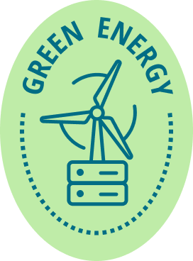 Badge för miljövänlig energi med väderkvarn