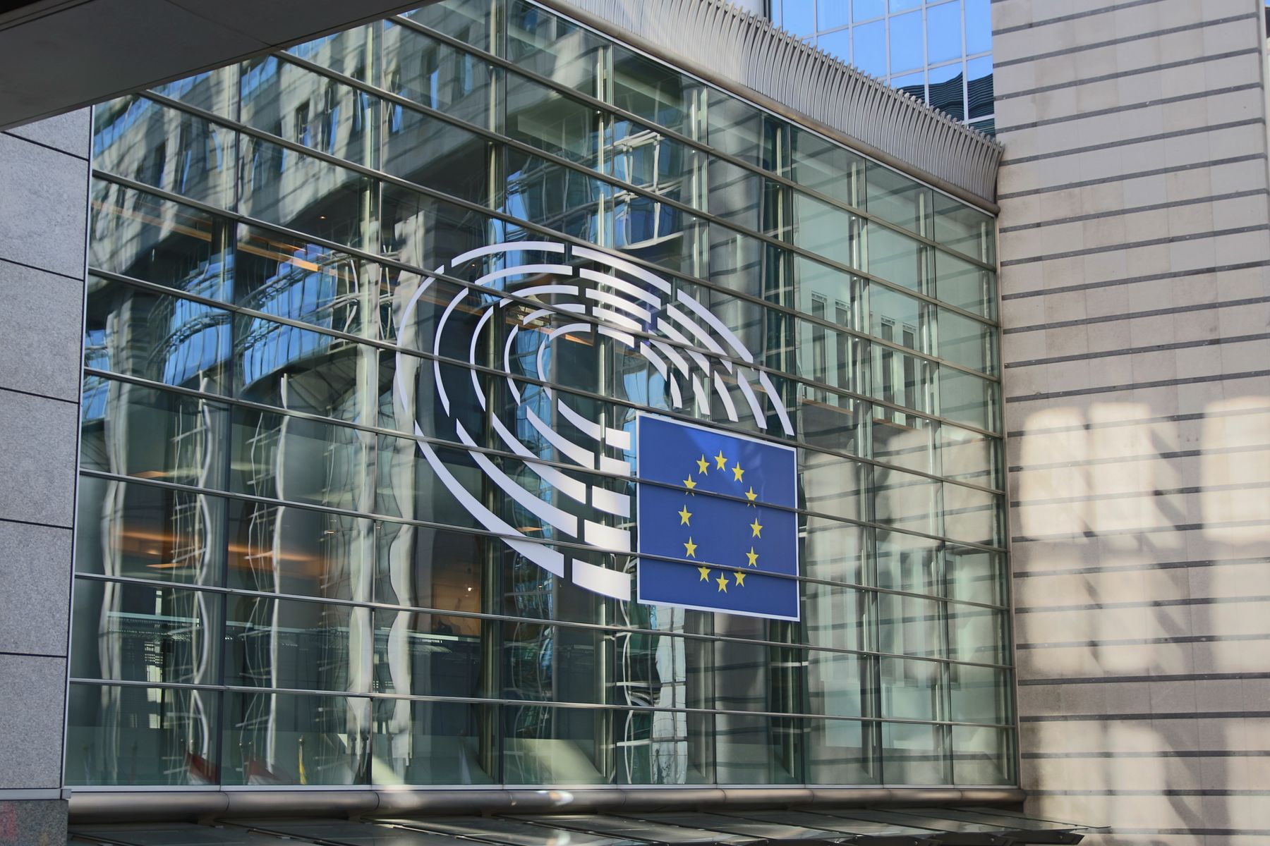 Flags of the European Union in Brussels, Belgium