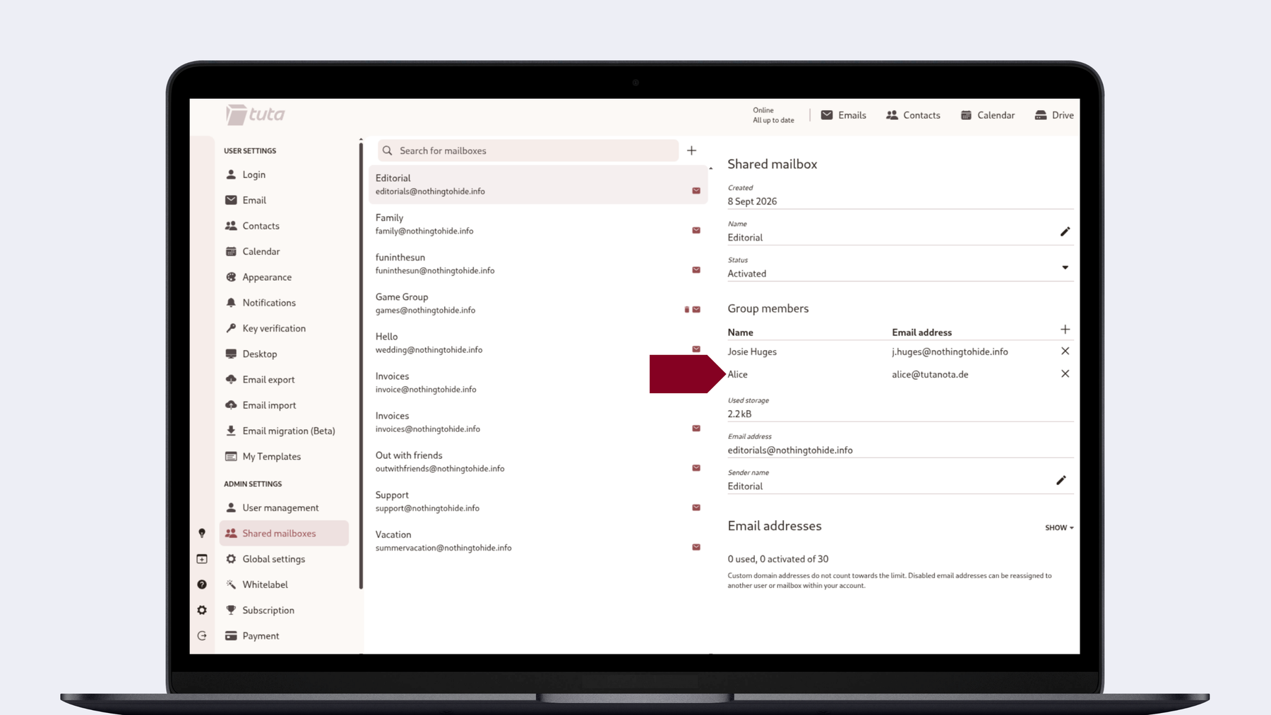You grant access to many users to share a mailbox.