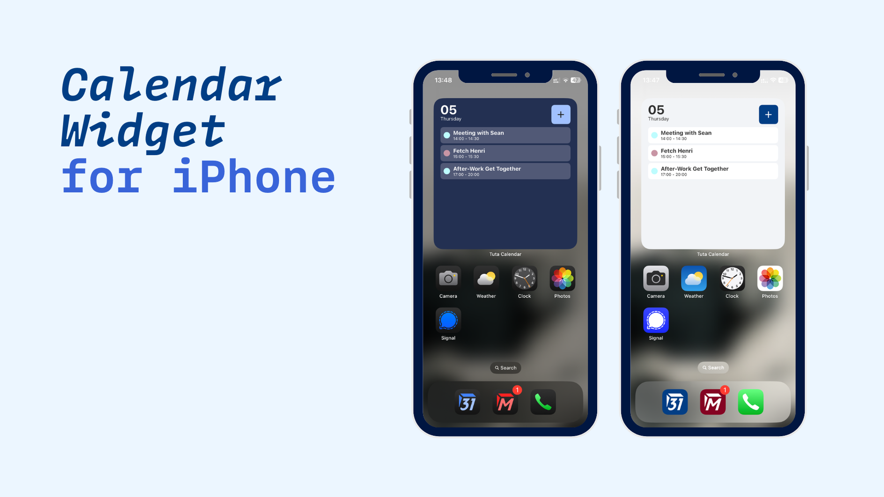 Tuta-Kalender-Widget für das iPhone.