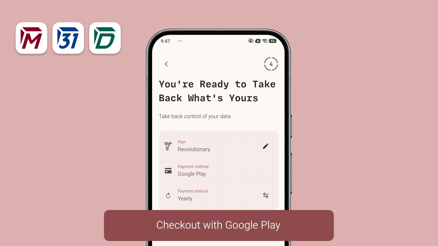 How to pay for Tuta using Google Play Payments: Go to the Google Play store & download the Tuta App, Choose your Tuta plan, Enter your email address, password, and save your recovery code, Under payment choose Google play,Click checkout with Google Play, click one-tap buy.
