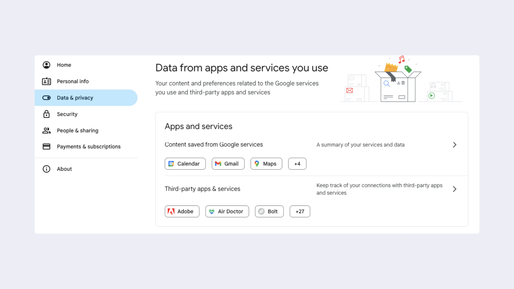 Data from apps and services you use.