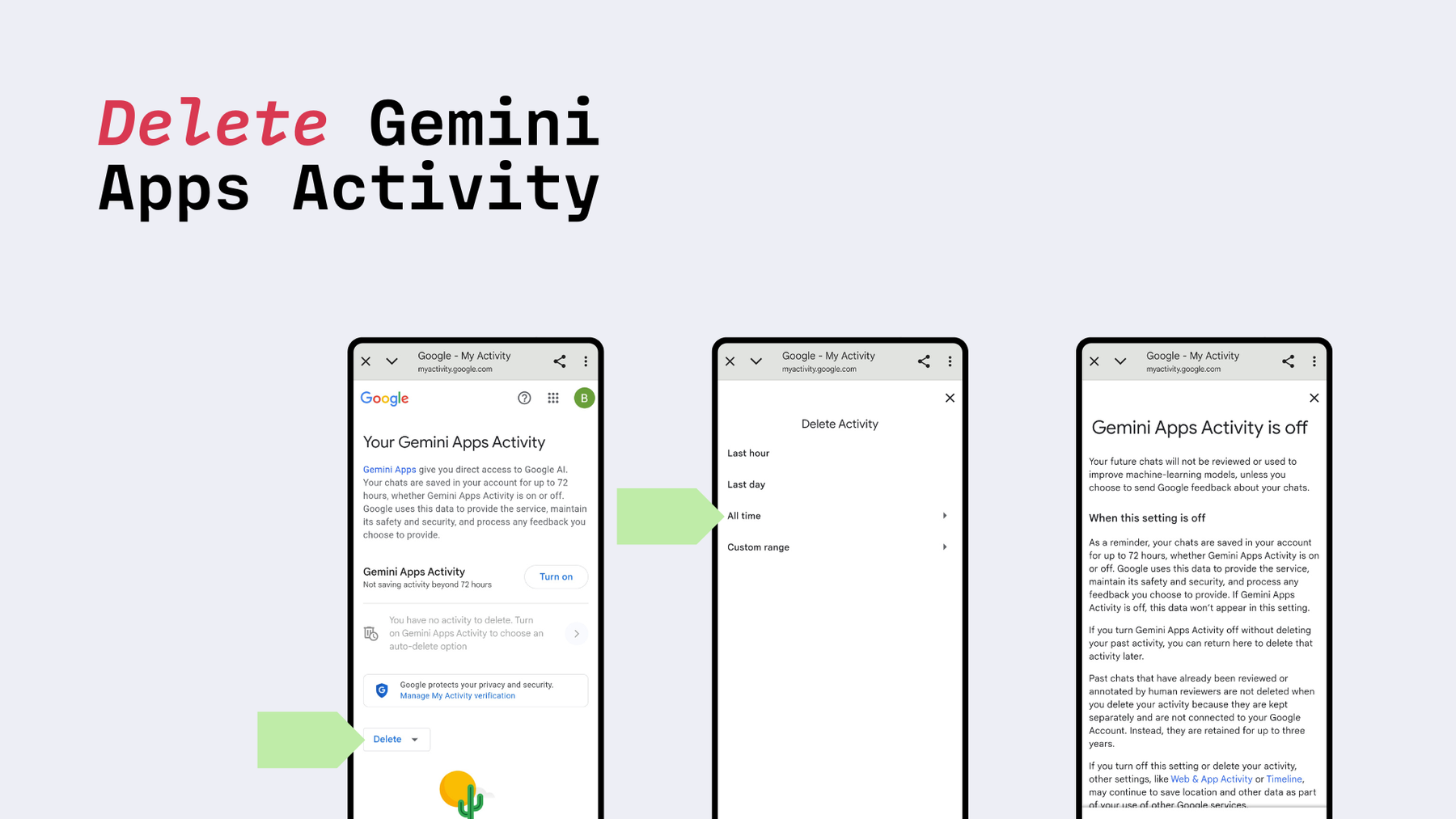 Löschen Sie Gemini App Activity.