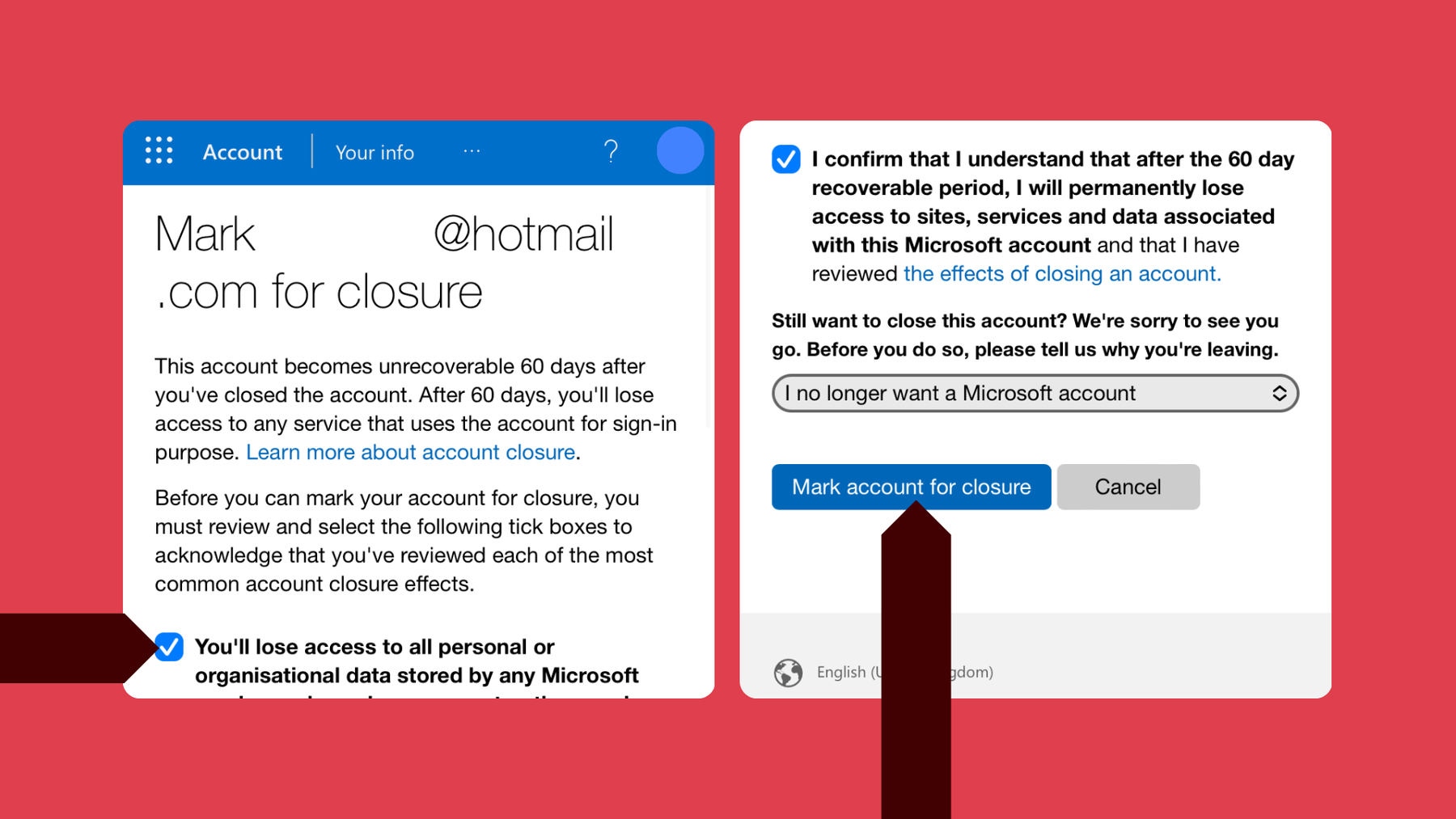 Steps to delete Outlook from an iPhone.