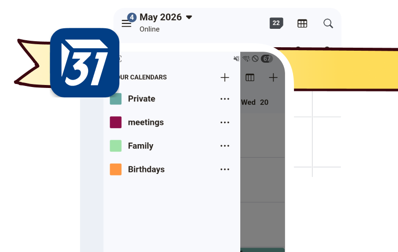 Screenshots of Tuta Mail and Tuta Calendar with birthday wrapping.