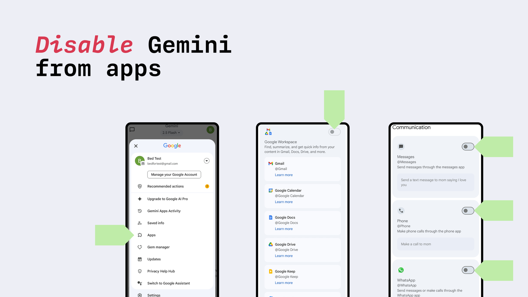 Disable Gemini apps