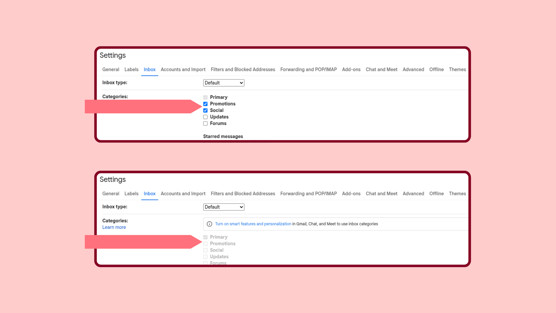 Disable Social and Promotions tab in Gmail to turn off ads.