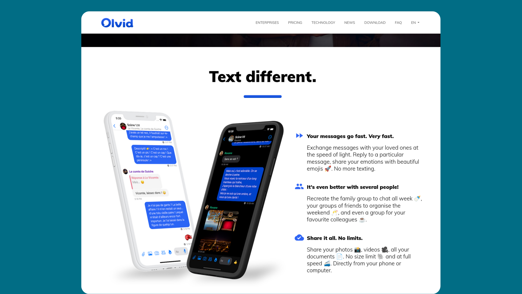 Screenshot of Olvid website.