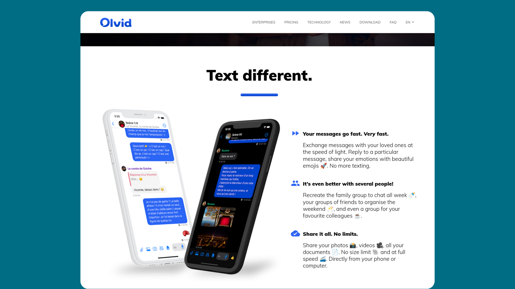 Screenshot of Olvid website.