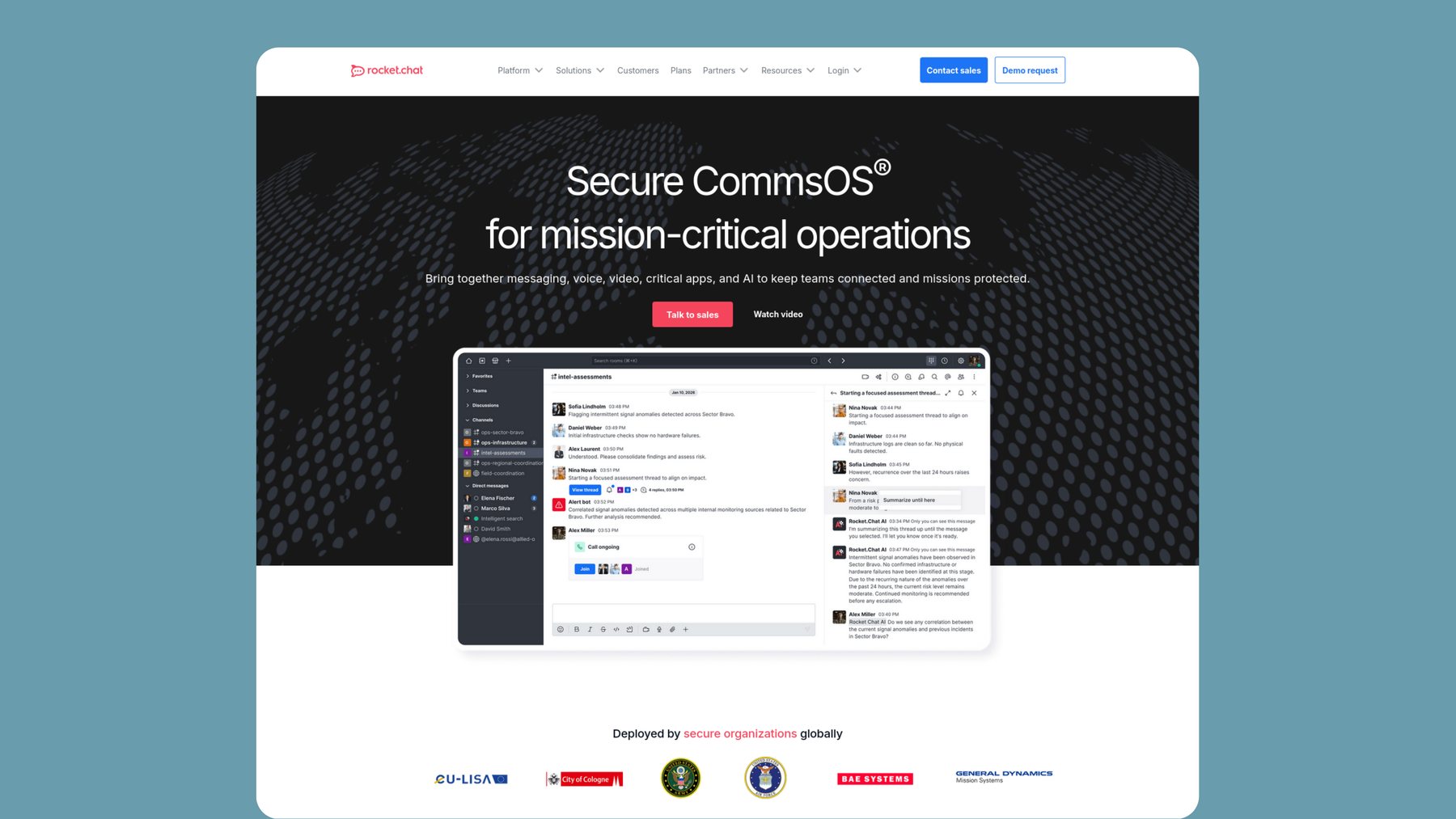 Screenshot of Rocket.Chat website.