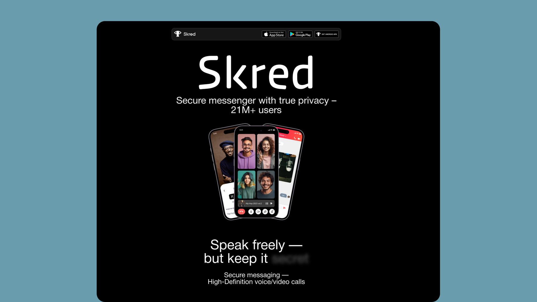 Screenshot of Skred website.