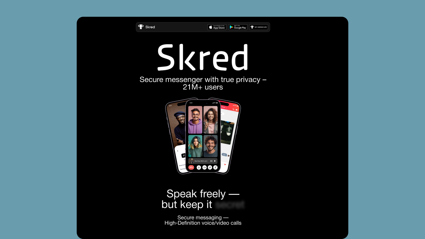 Screenshot of Skred website.
