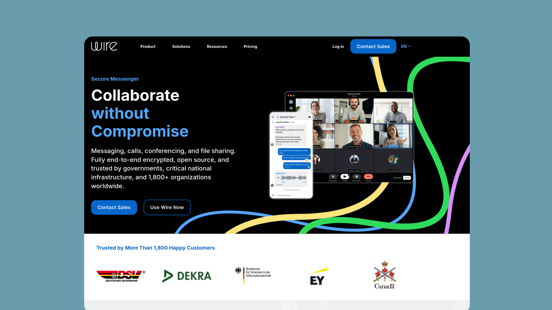 Screenshot of Wire website.