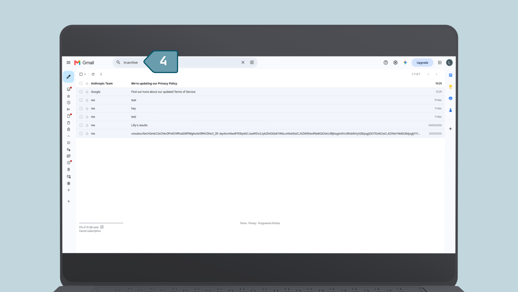 How to search for archived emails in Gmail: Type in in:archive in the search bar.