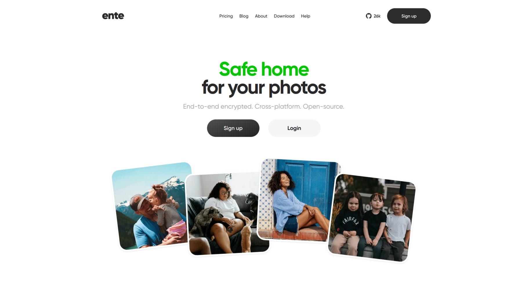 Screenshot of Ente Photos, a Google Photos alternative that offers end-to-end encryption and a free plan.