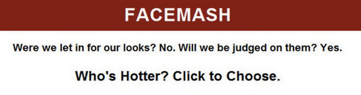 Landing page of Facemash