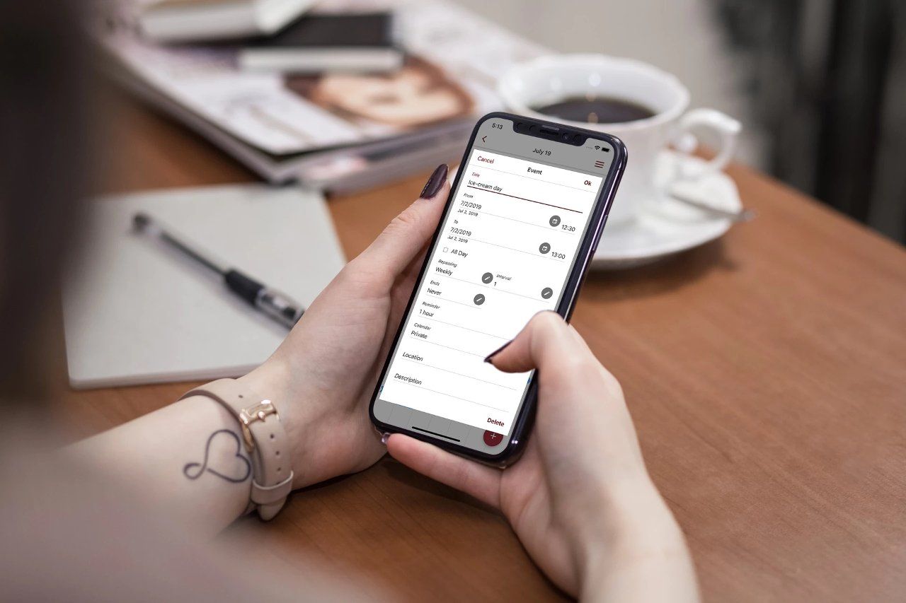 Tutanota’s free encrypted calendar on mobile.