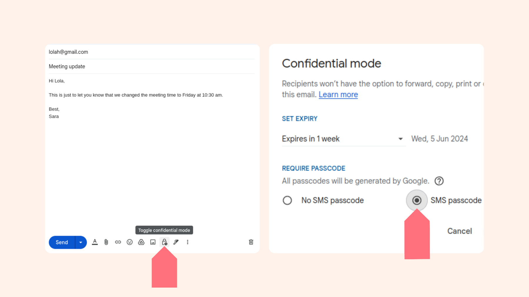 How to send an email using Gmail’s Confidential Mode.