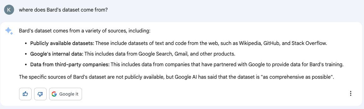 Bard itself says it has been trained with Gmail emails