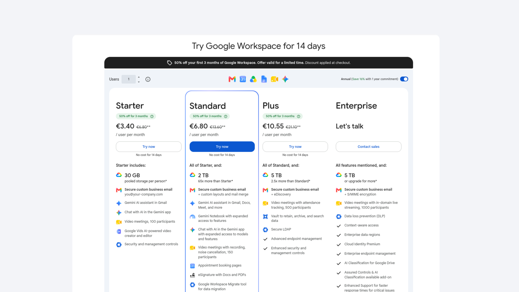 Gmail offers a free email service, but if you’d like to use it professionally, along with the Google Workspace tools, then you will need to pay a subscription fee.