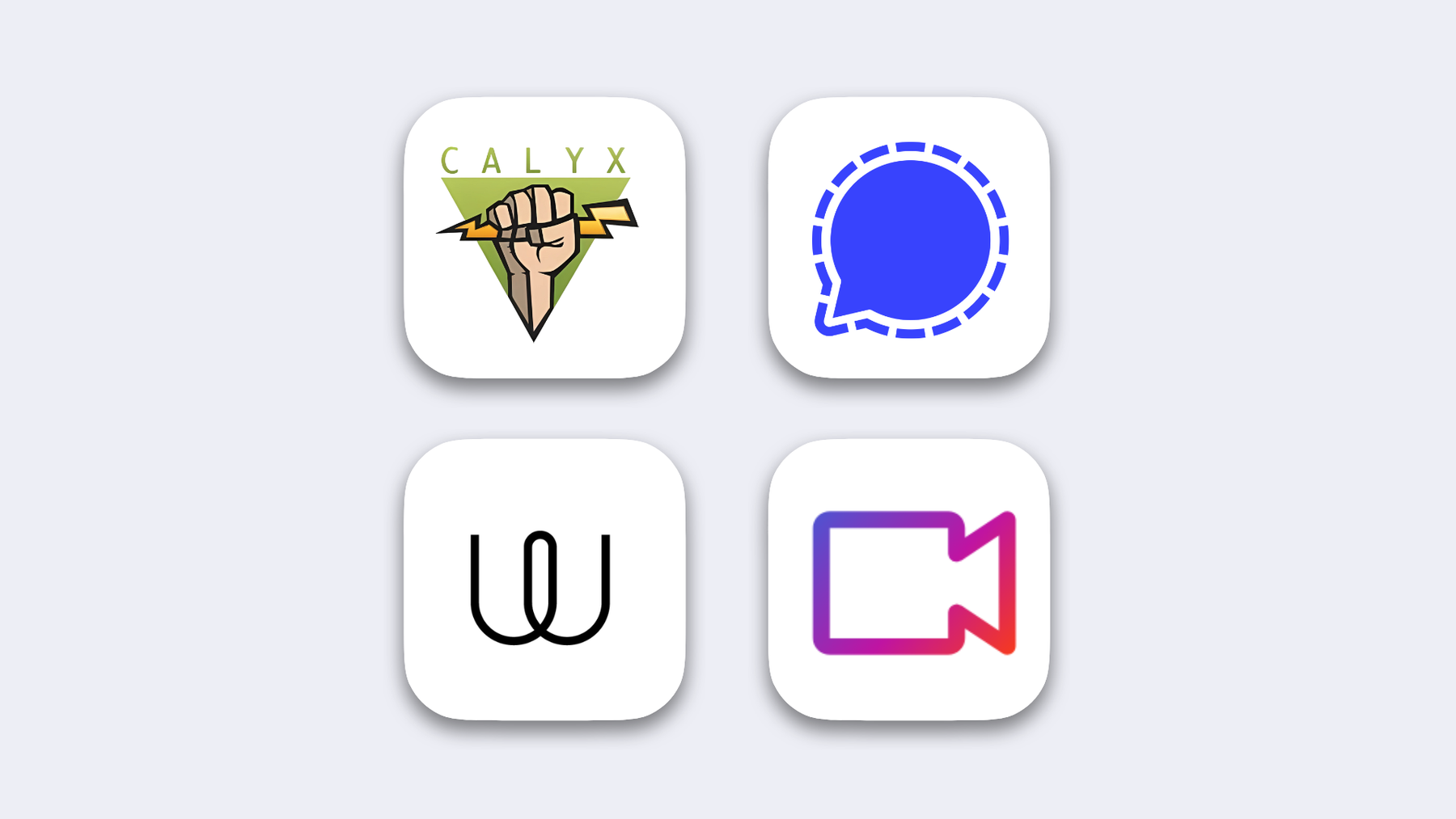 Google Meet alternatives Signal, Wire, Calyx Meet, Brave Talk.