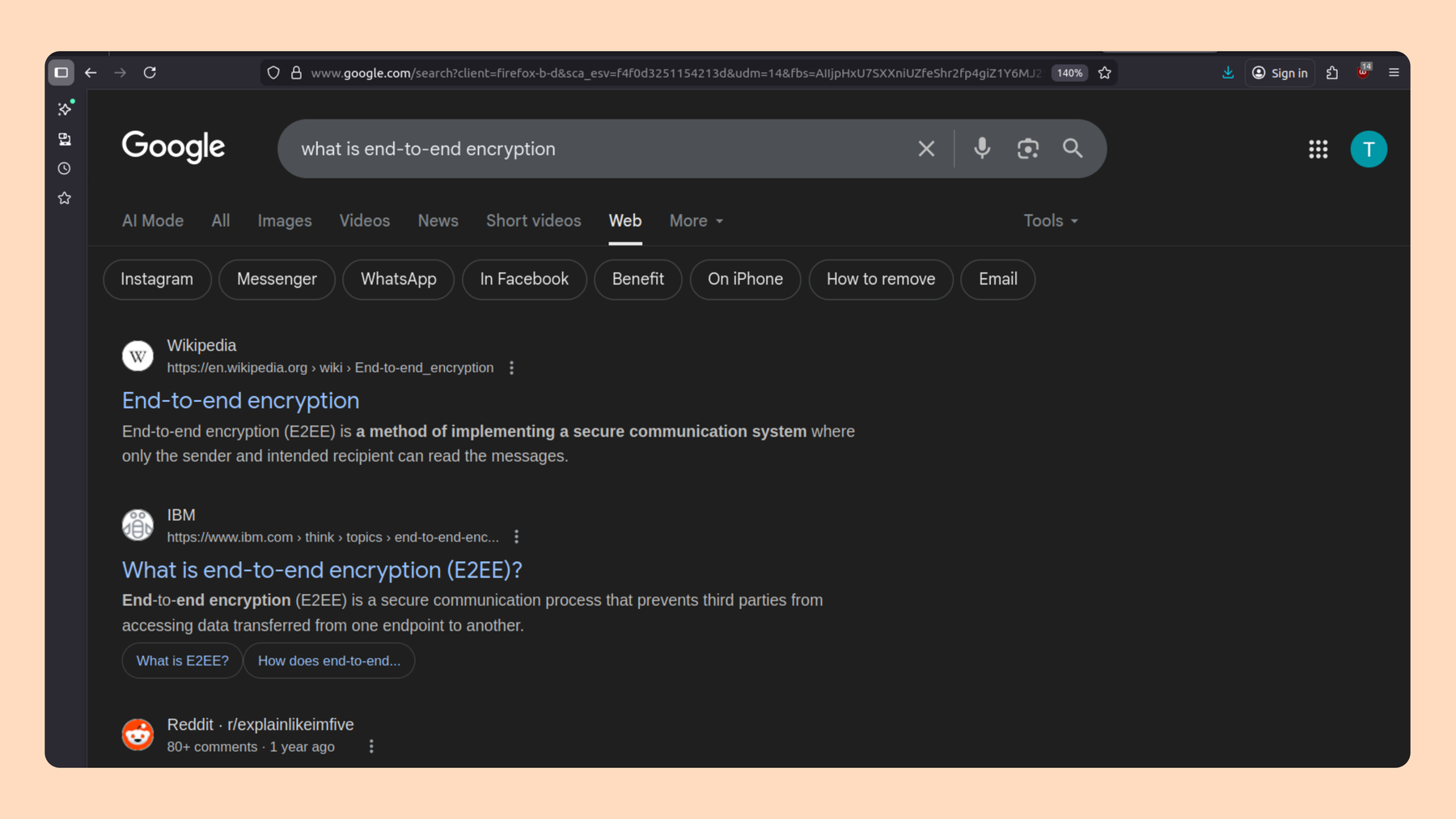 Screenshot of a search in Google without the AI Overview.