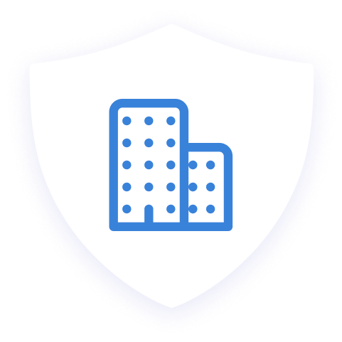 Illustration of a shield with a building icon inside of it.