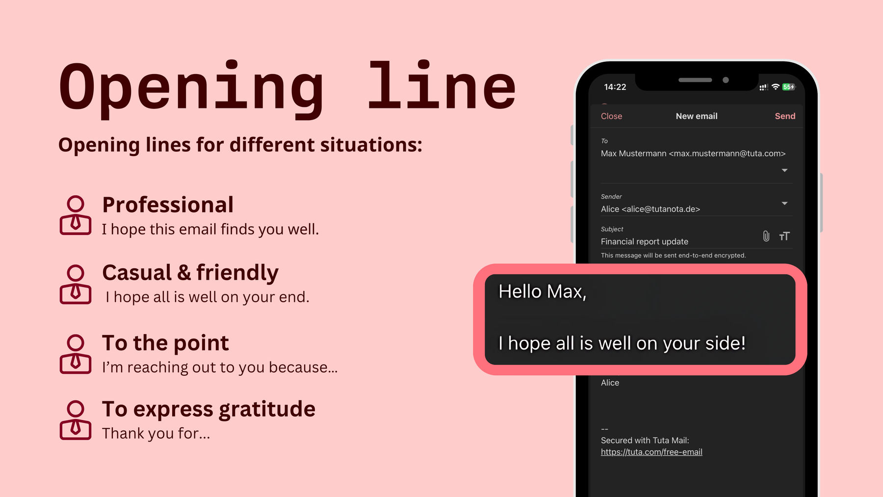 How to start an email: Opening lines for different situations. Professional: I hope this email finds you well.