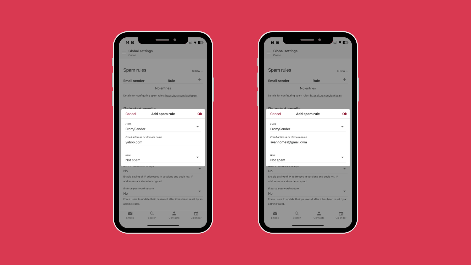 Wie man eine E-Mail-Adresse oder Domäne in Tuta Mail auf dem iPhone auf die Whitelist setzt.