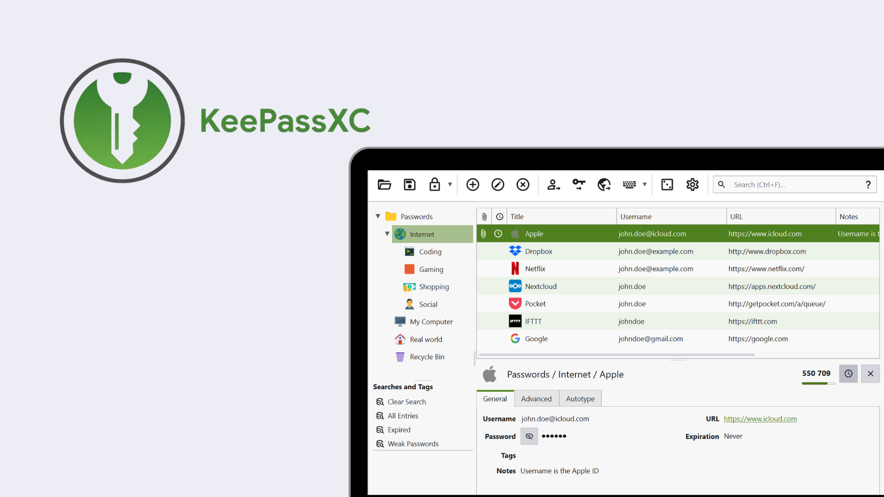 Password manager: KeePassXC