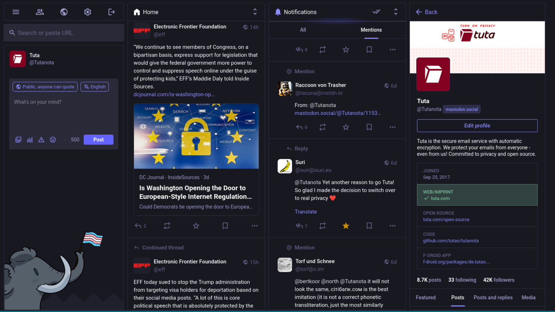 Screenshot of the Mastodon interface.