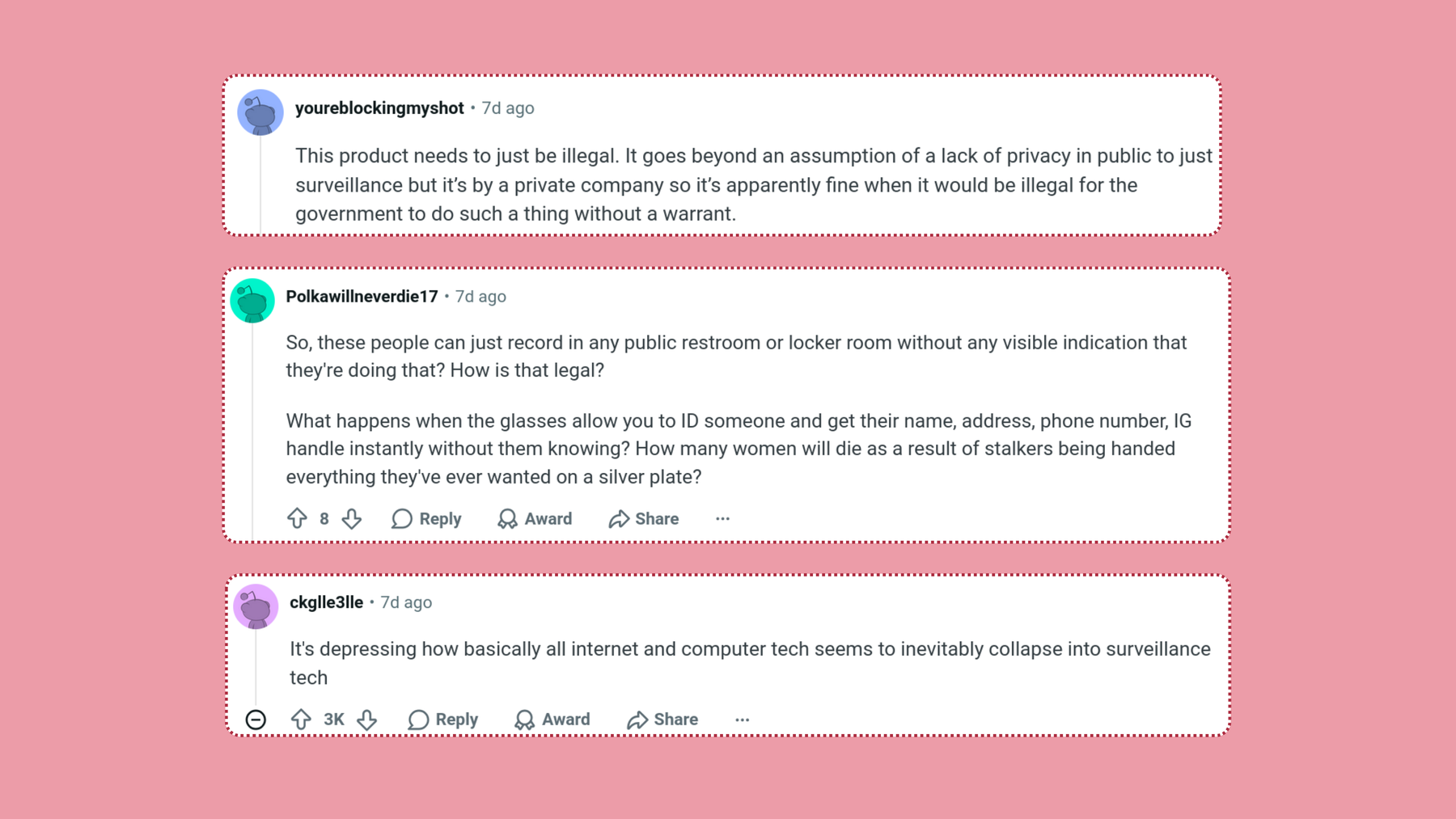 People on Reddit are also voicing their concerns over Meta’s new AI glasses.
