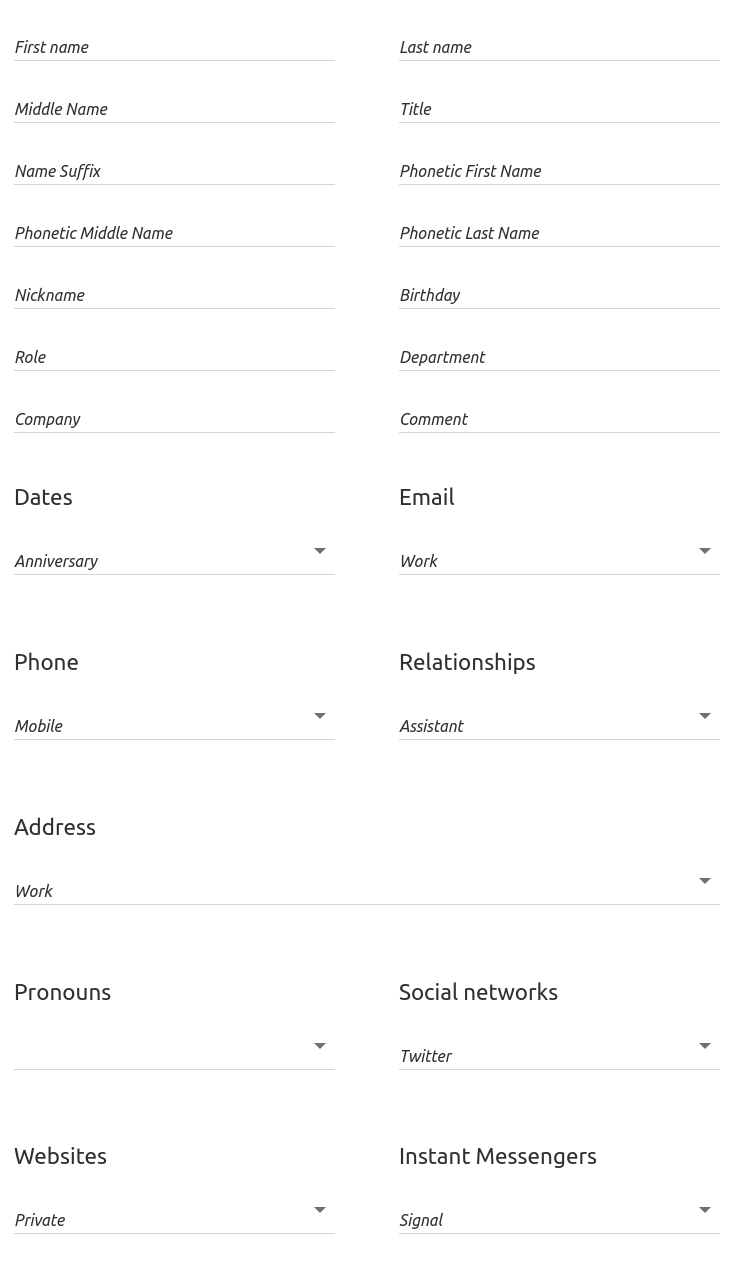 New fields help add details about relationships, preferred pronouns, and much more.