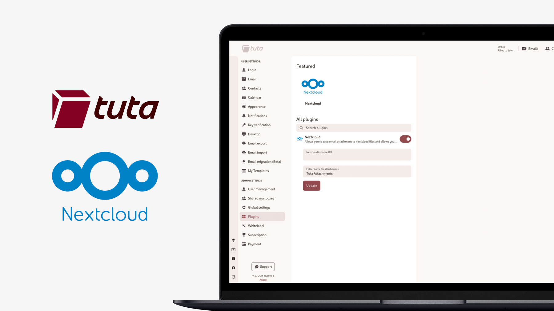 Nextcloud Plugin in Tuta