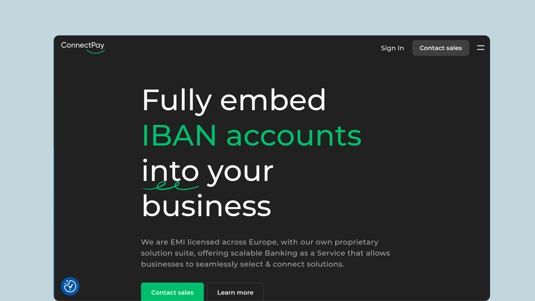 Screenshot of ConnectPay website.