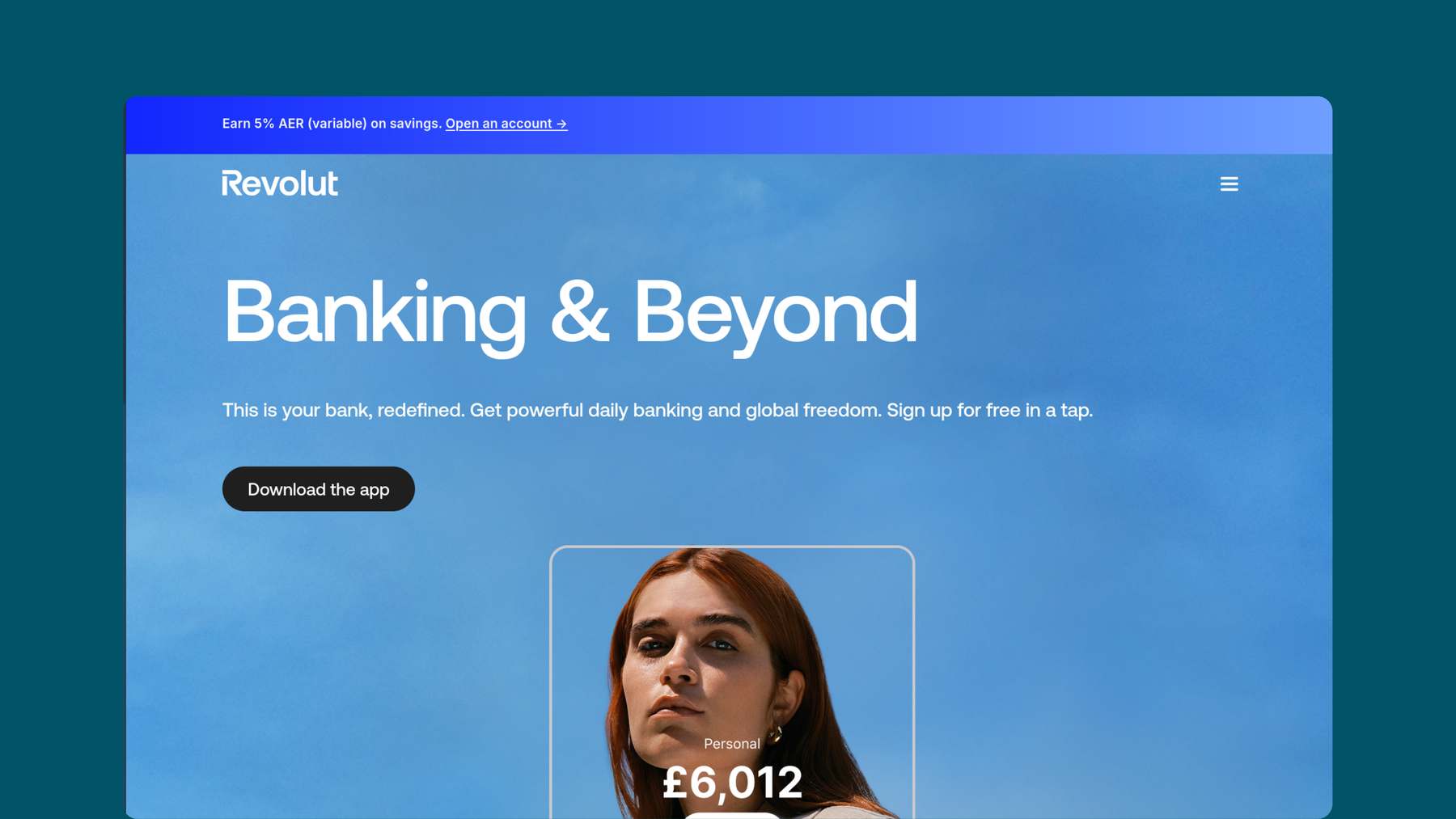 Screenshot of Revolut website.
