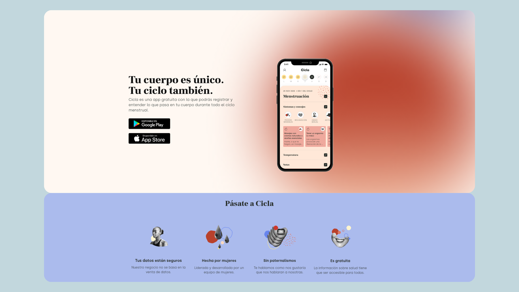 Screenshot of website of Cicla App.