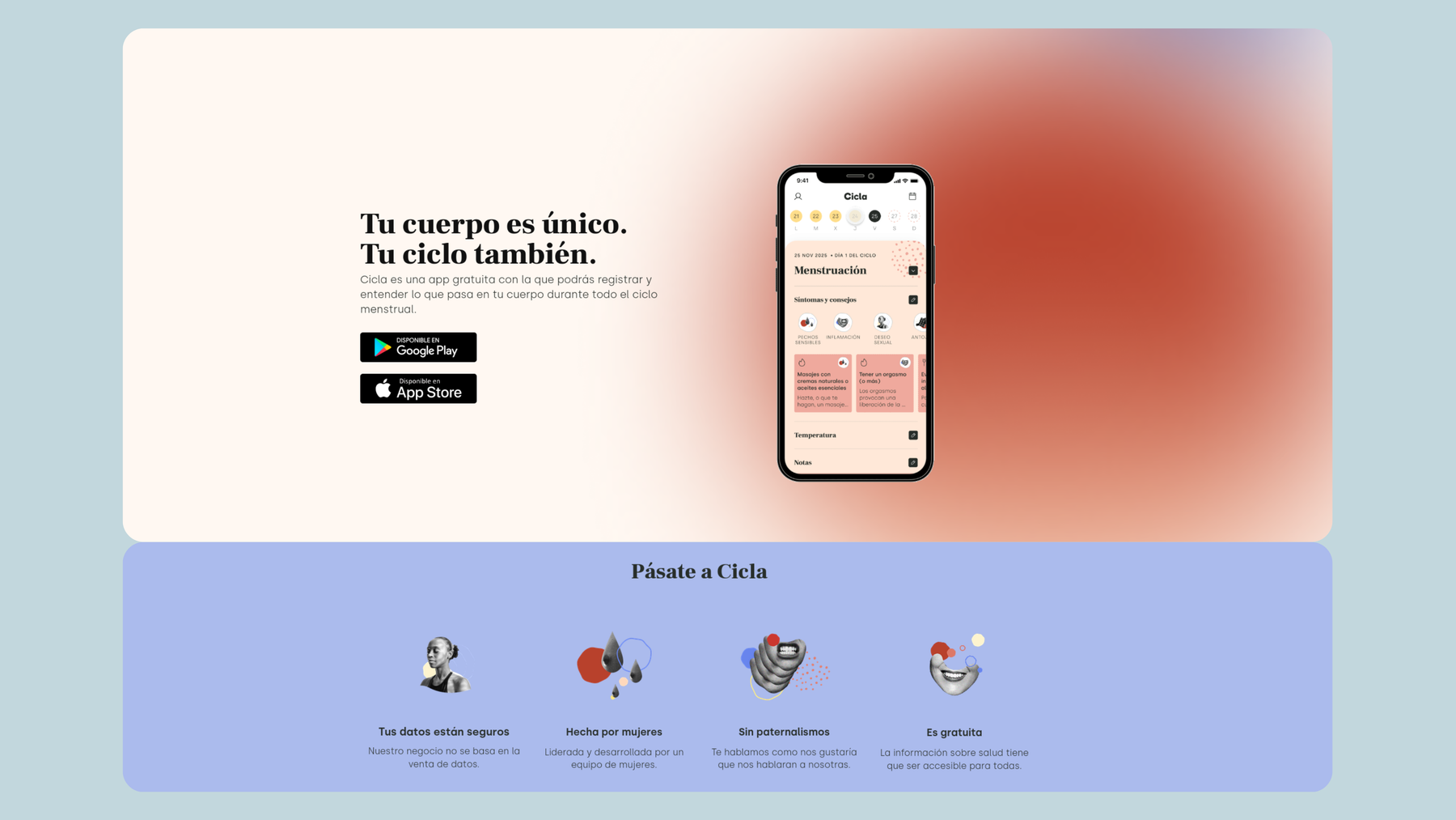 Screenshot of website of Cicla App.