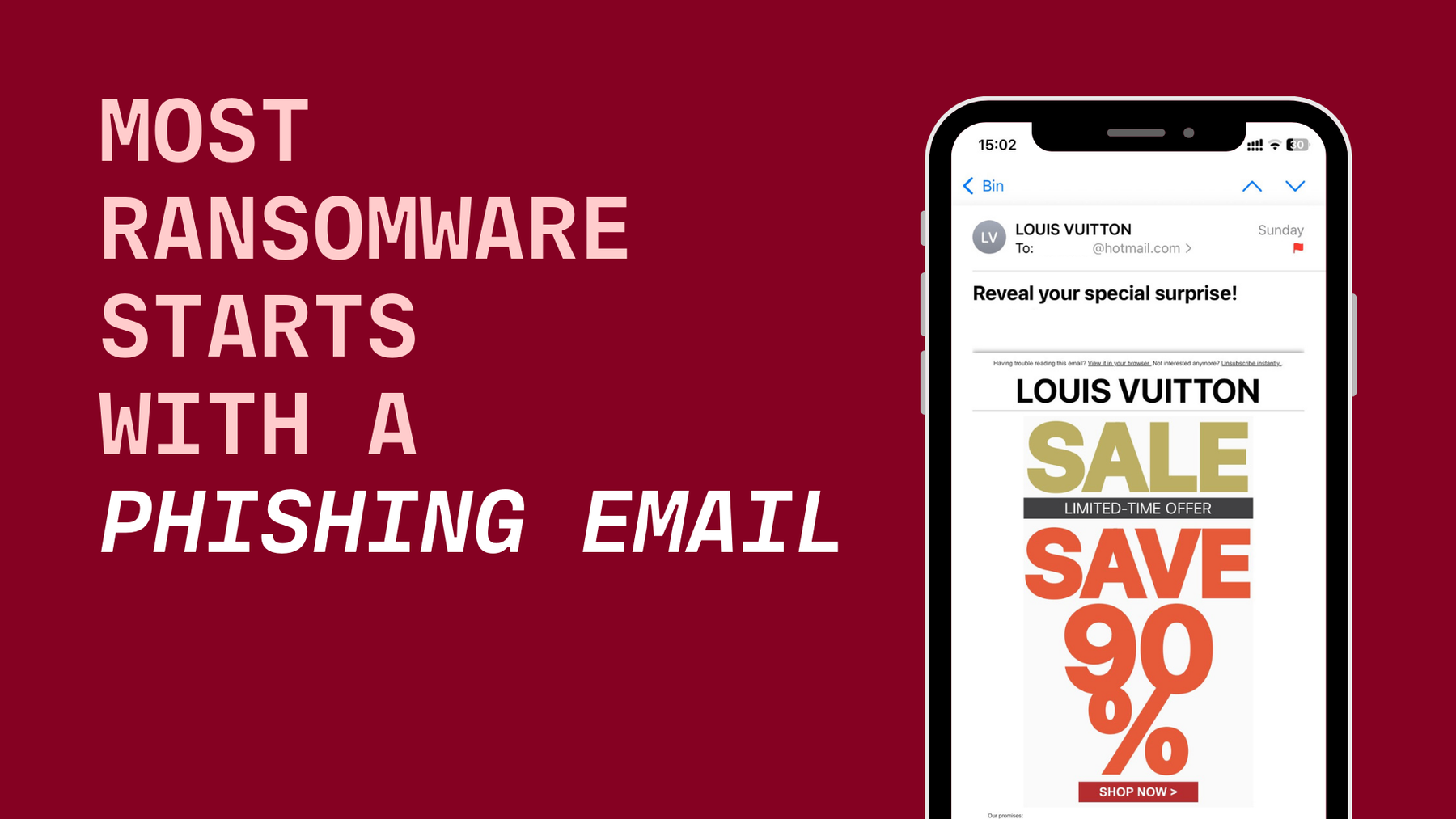 Phishing email: often the beginning of a ransomware attack