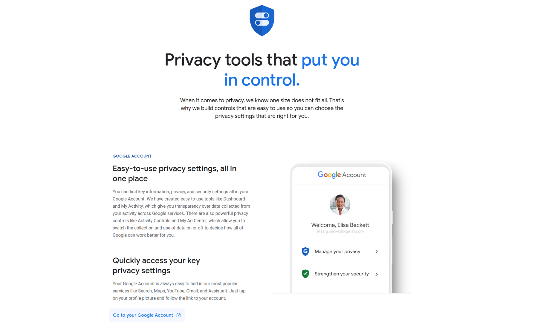 Google's Privacy tools