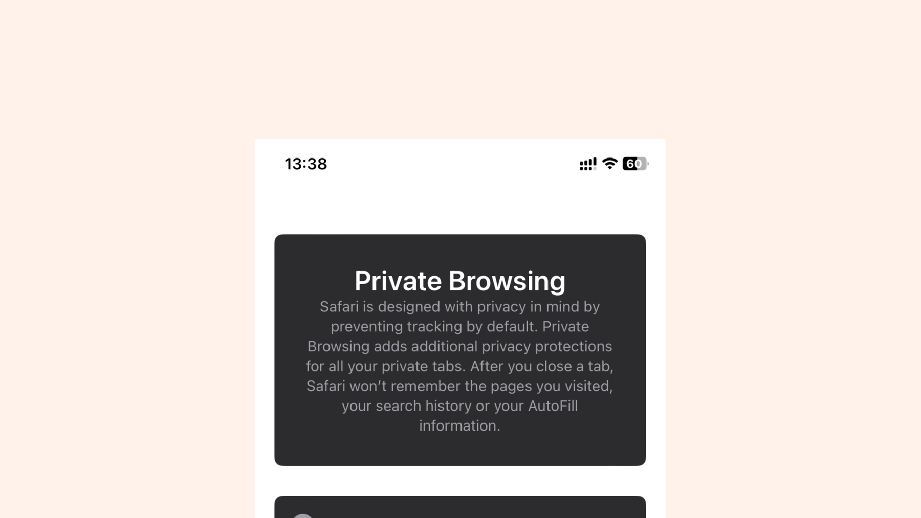 Private browsing summary
