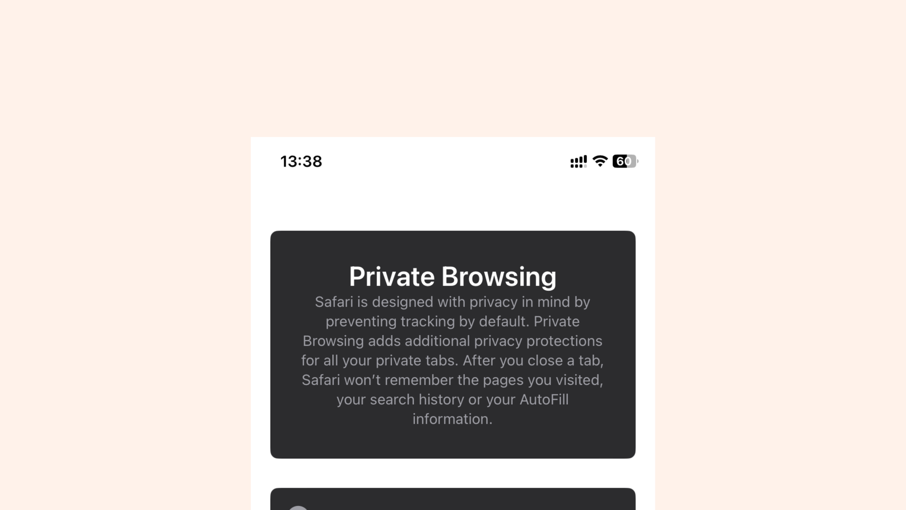 Private browsing summary