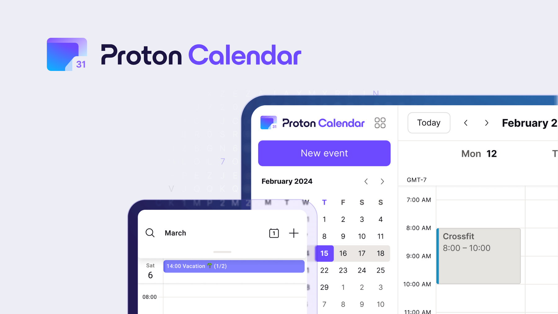 Proton Calendar: encrypted calendar available on iPhone and Android.