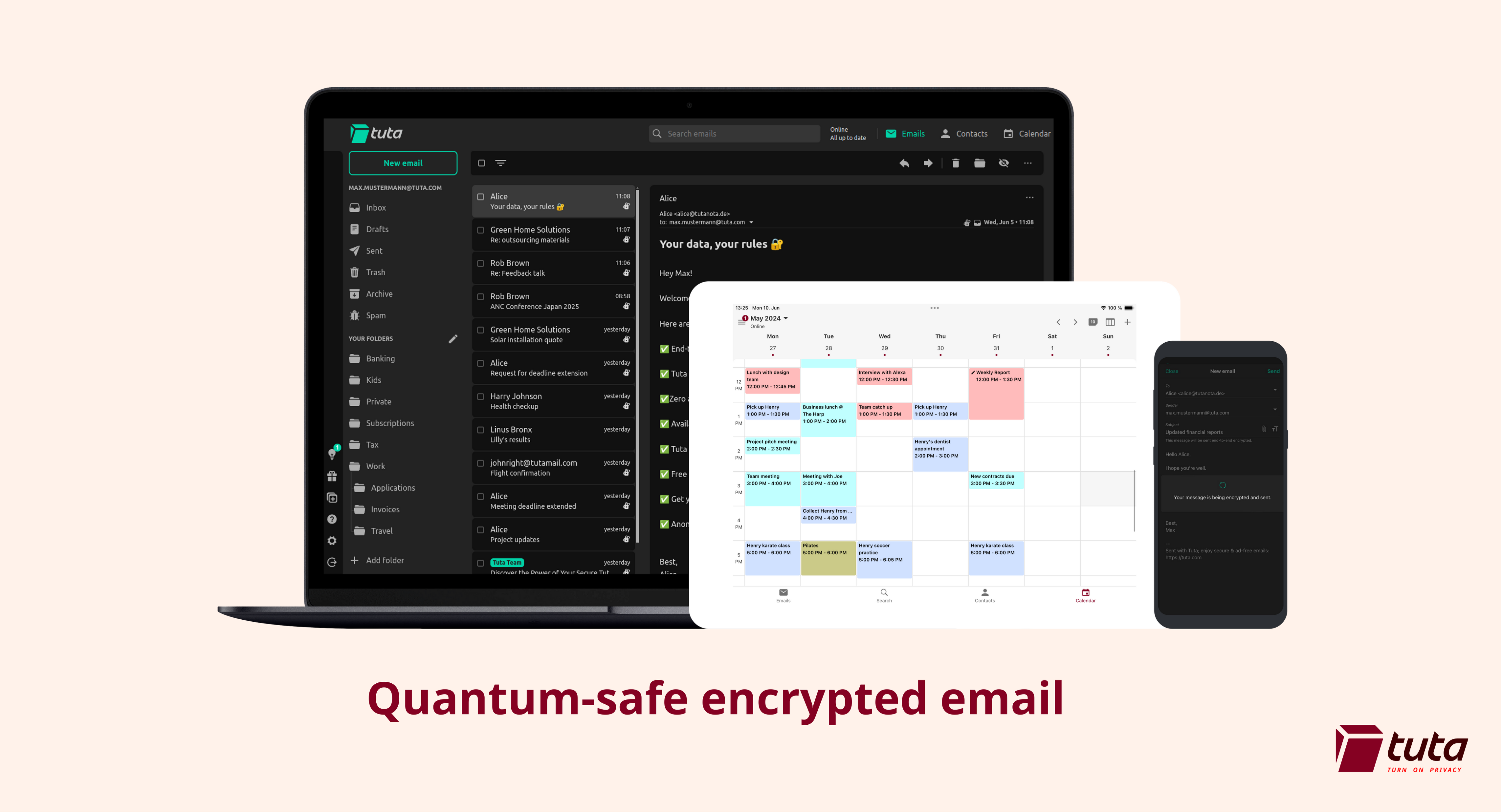 Tuta Mail offers encrypted email, calendar and contacts for business