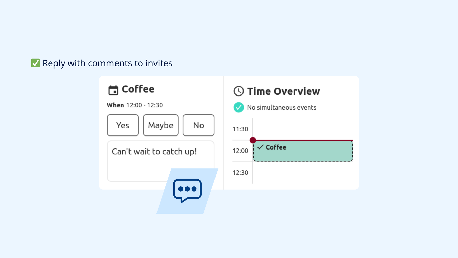 Screenshot: Antworten mit Kommentar in Tuta Calendar.