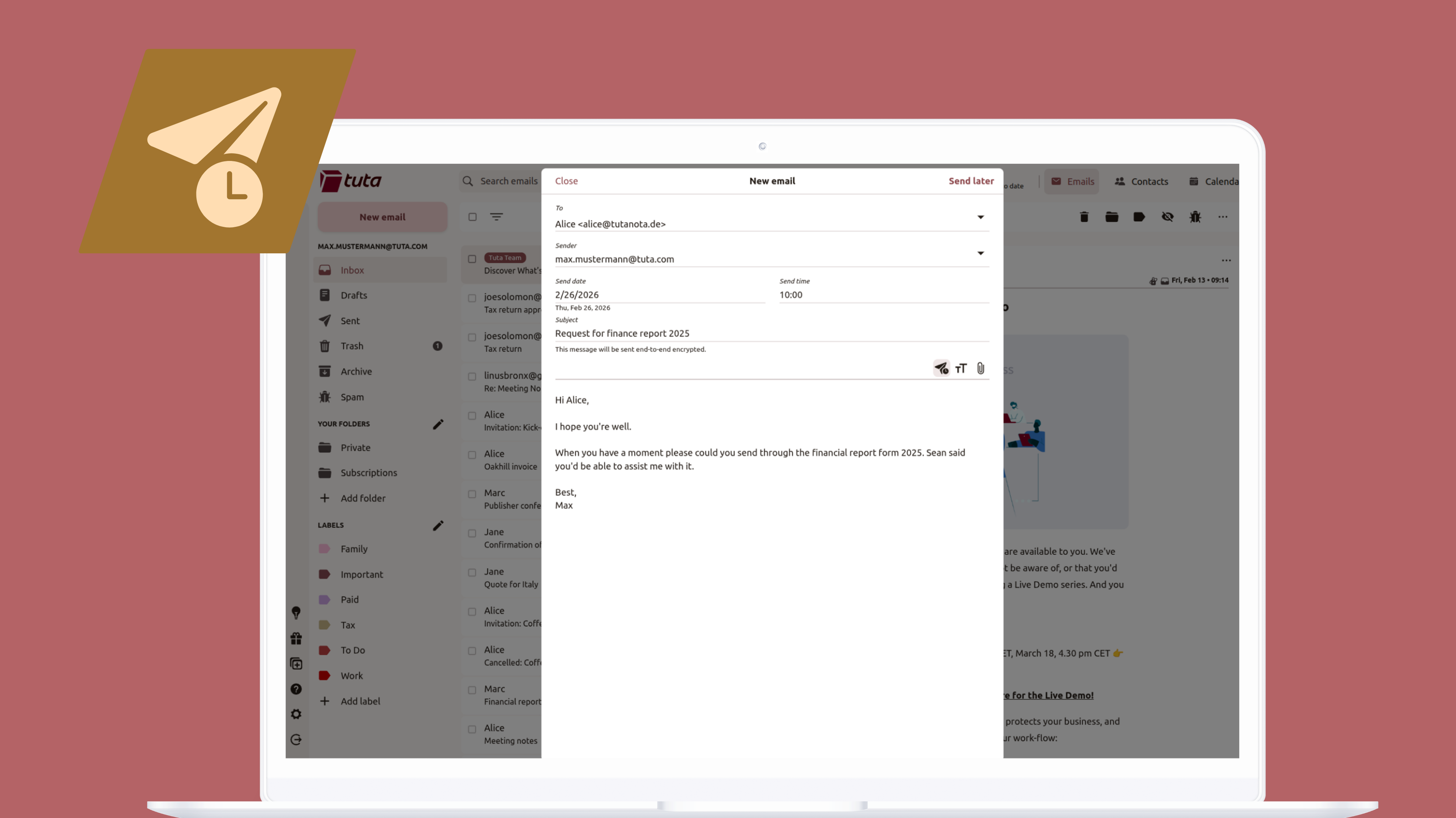 Email on your terms with Schedule Send in Tuta Mail! | Tuta