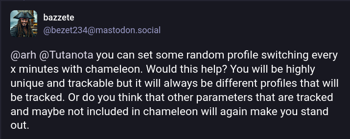 Mastodon-Nutzer empfiehlt Chameleon zum Wechseln von Profilen