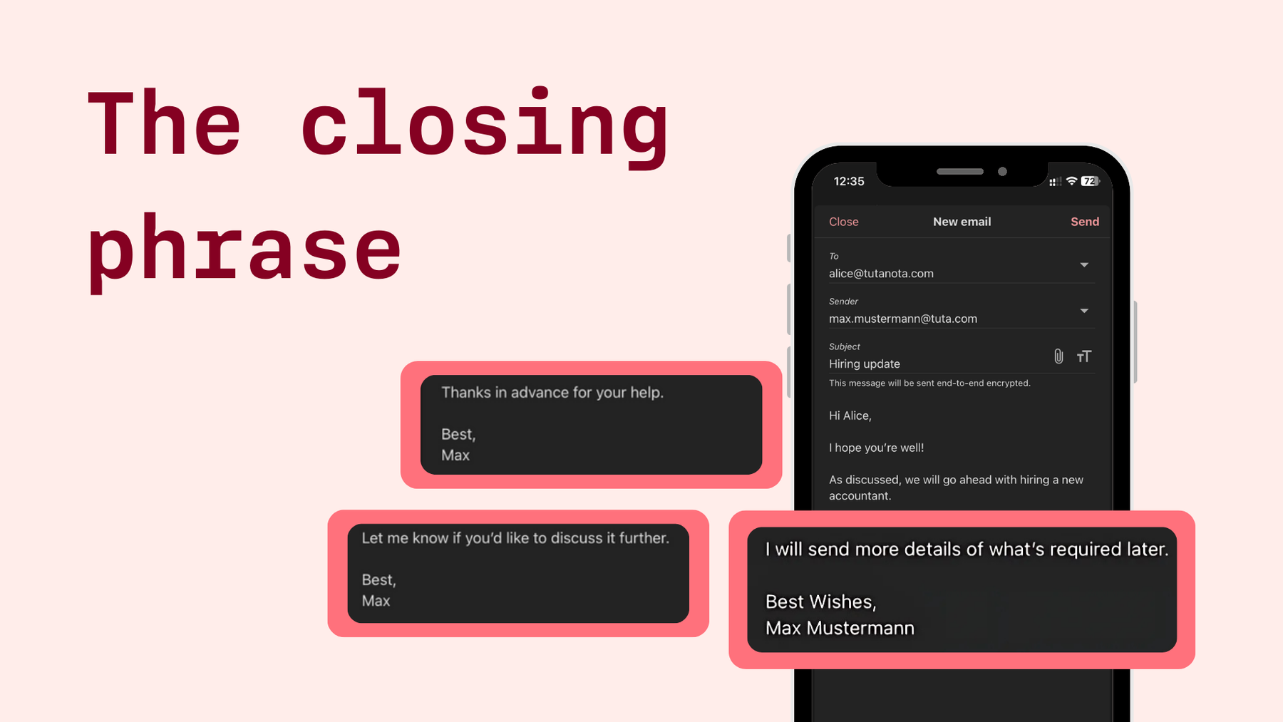 Start with a closing phrase