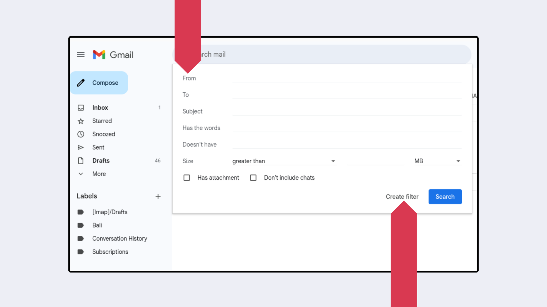 Schritte, um eine E-Mail-Adresse in Gmail in einem Browser auf die Whitelist zu setzen: Klicken Sie unter Filter und blockierte Adressen auf Neuen Filter erstellen, geben Sie unter von die Empfängeradresse ein und klicken Sie auf Filter erstellen.