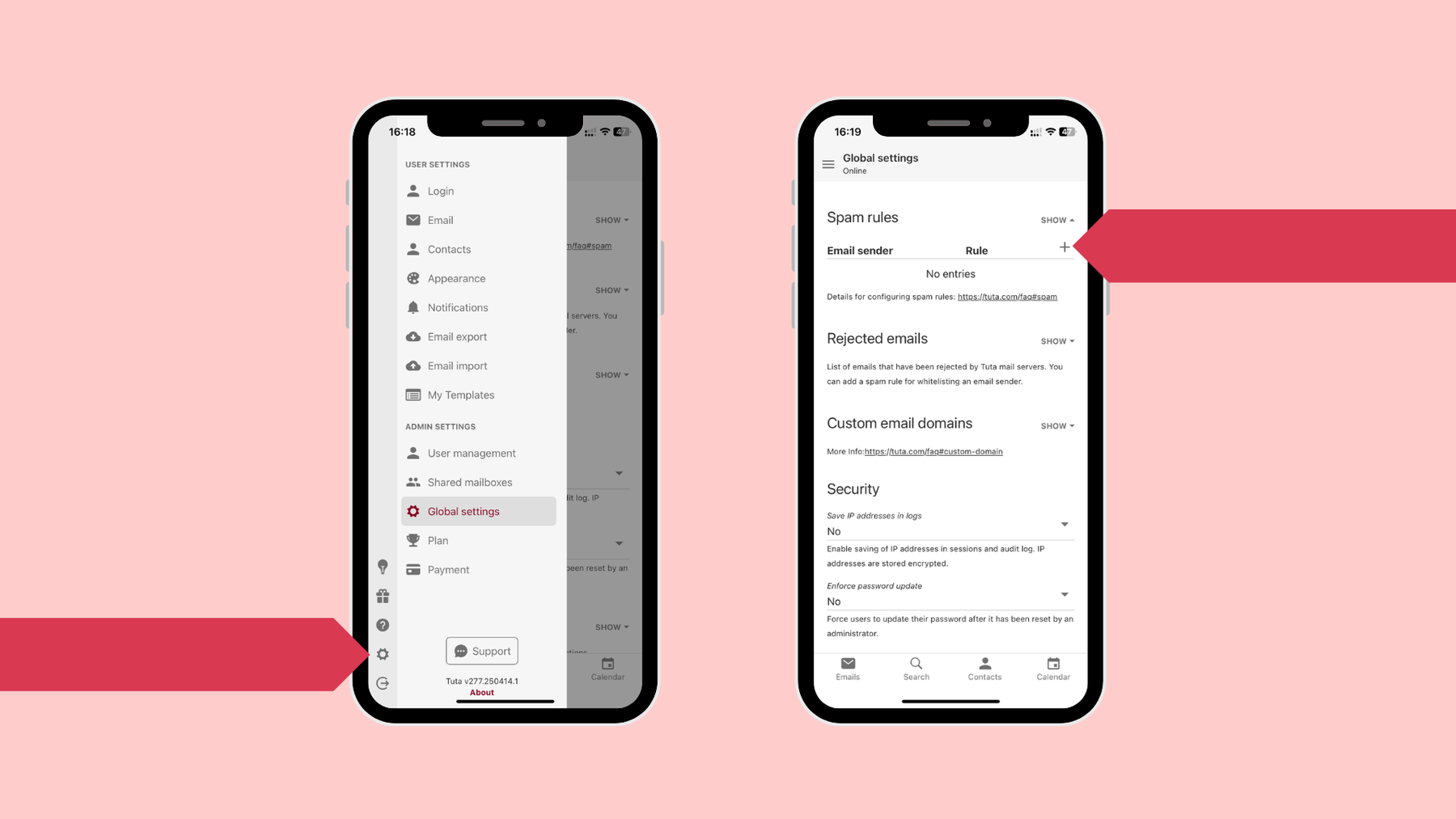 Schritte, um eine E-Mail-Adresse in Tuta Mail auf dem iPhone auf die Whitelist zu setzen.